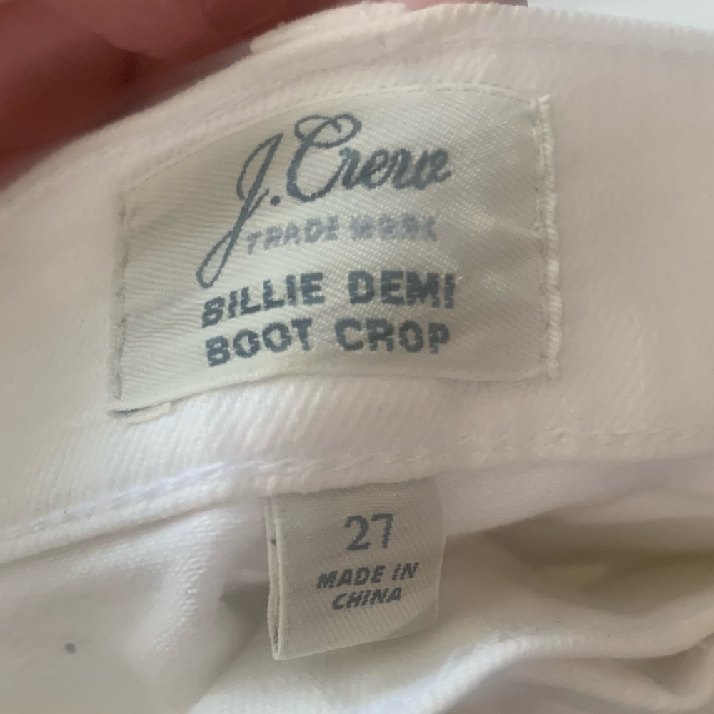 J. Crew White Billie Demi Boot Crop Jeans Kick-flare Denim Pants Size 27 EUC - Picture 16 of 16